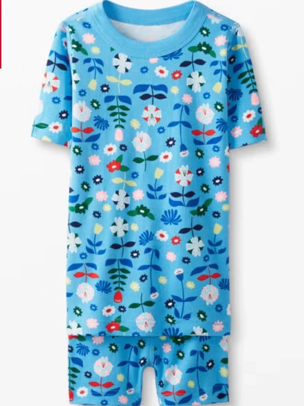 Hanna Andersson Size 110 5 Blue Scandi Floral Short Sleeve Pajama Set Cotton